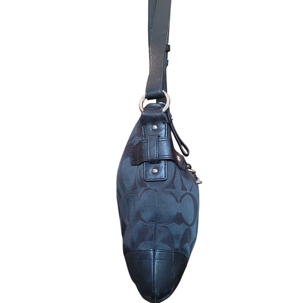 Coach F19730 Black Gallery Optic Signature Silver Chain SHARP bag Purse - Picture 2 of 6